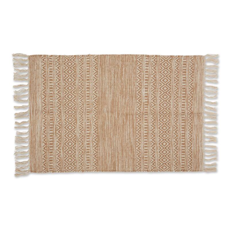 DII Black Ticking Stripe Hand-Loomed Rug 2x3 Ft - 24.0 In. L X 36.0 In. W X 0.2 In. H - Stone Textured