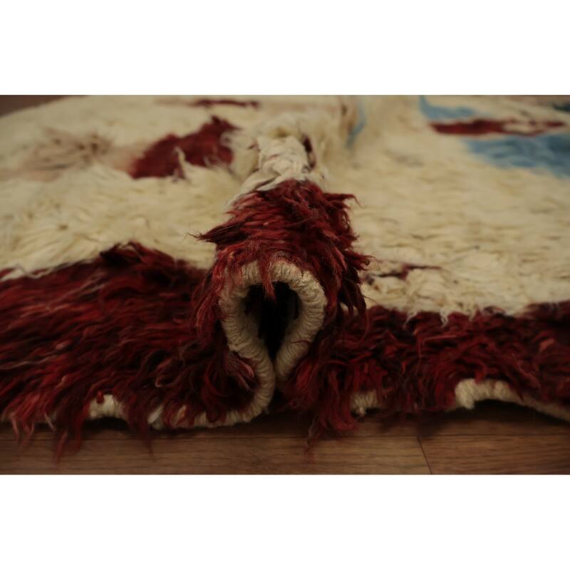 Hand Knotted Oriental 100% Wool Carpet Modern Tribal Beige & Ivories Moroccan Area Rug - 9' 4'' X 6' 9''