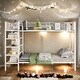 preview thumbnail 1 of 8, Twin over Full Bunk Bed with 5-Tier Storage Shelves, Multifunctional Metal Frame Bed Design White