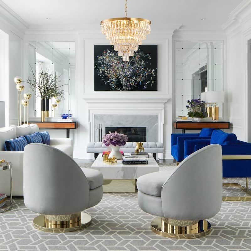 Six Tiers Gold Metal Chandelier With Clear Crystal Accents