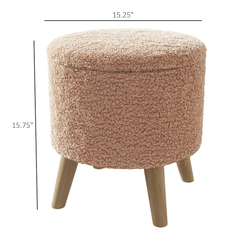 Linen Upholstered Storage Ottoman with Solid Wood Legs and Hidden Storage for Bedroom or Living Room