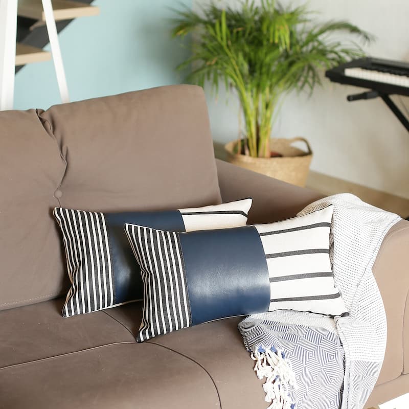 Vegan Faux Leather Throw Pillow Cover (Set of 2)