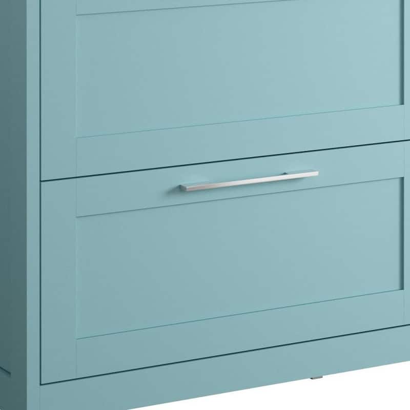 HomeRoots 32" Blue Wood Freestanding Bathroom Vanity With White Sink And Two Drawers - 32.00 in. x 35.06 in. x 17.75 in.