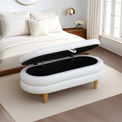 White Cat-Scratch Leather living room Ottoman