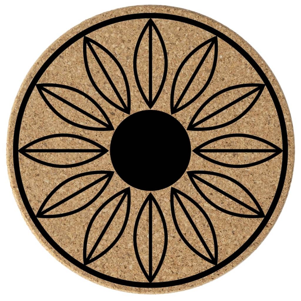 Sunflower 4 Pack Absorbent Cork Coaster Made in The USA 4" Round