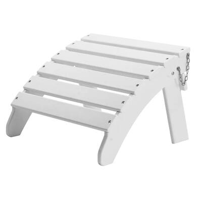 White HDPE Foldable Adirondack Ottoman Footrest with Steel Screws Ideal for Various Outdoor Spaces - 17.7” x 19.7” x 13.8” in
