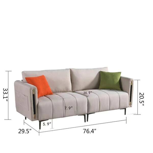 Modern Breathable Fabric Loveseat Sofa Couch with Side Pockets and ...