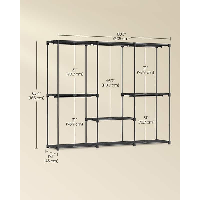 Freestanding Closet Organizer with Adjustable Shelves, Dual Hanging Rods and Storage Drawers