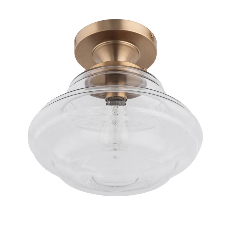 Modern Black Glass Dimmable 1-Light Semi-Flush Mount Ceiling Light