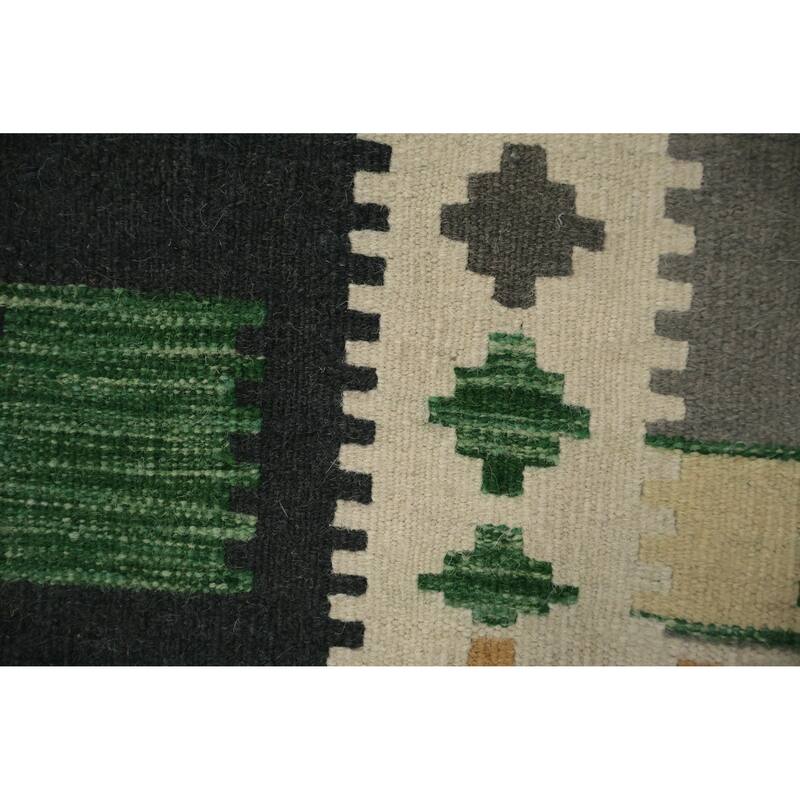 Hand Woven Oriental 100% Wool Carpet Southwestern Modern Greys & Charcoal Kilim Area Rug - 11' 5'' X 8' 4''
