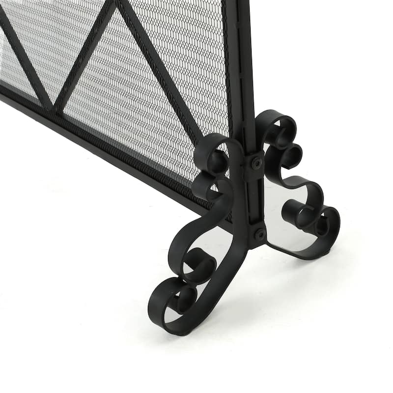 Roomfitters Modern Geometric Fireplace Screen, Single-Panel Design with Stylish Circle Patterns and Durable Mesh