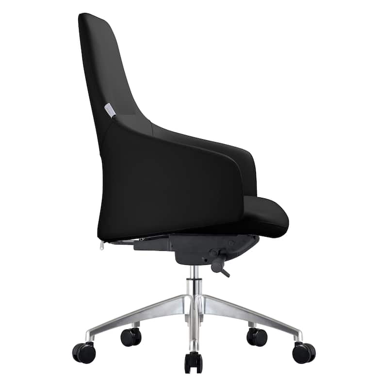LeisureMod Celeste Office Chair in Upholstered Leather and Iron Frame