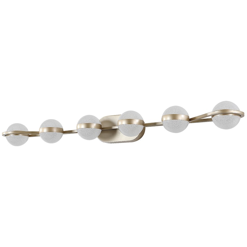Modern Vanity Lights with 6 LED Bulbs For Bathroom Lighting - Brushed Gold