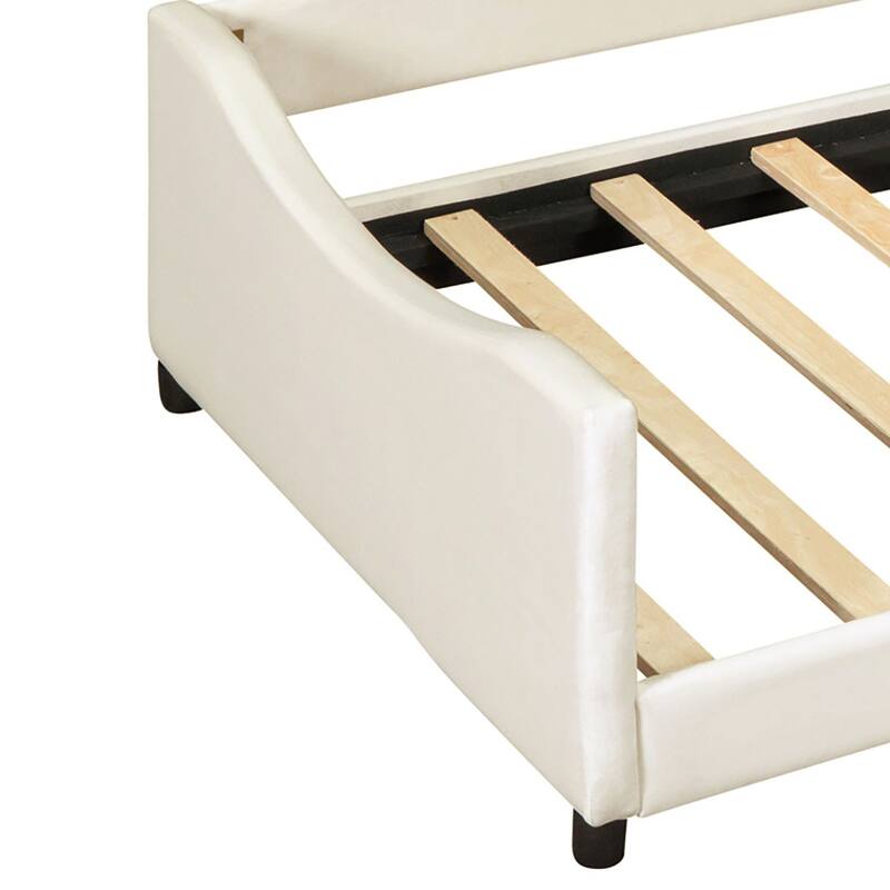 Stylish Lovely Twin Size Velvet Upholstered Platform Bed Frame with Unique Decorated Headboard