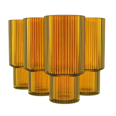 American Atelier Vintage Ribbed Fluted Glasses Set of 4