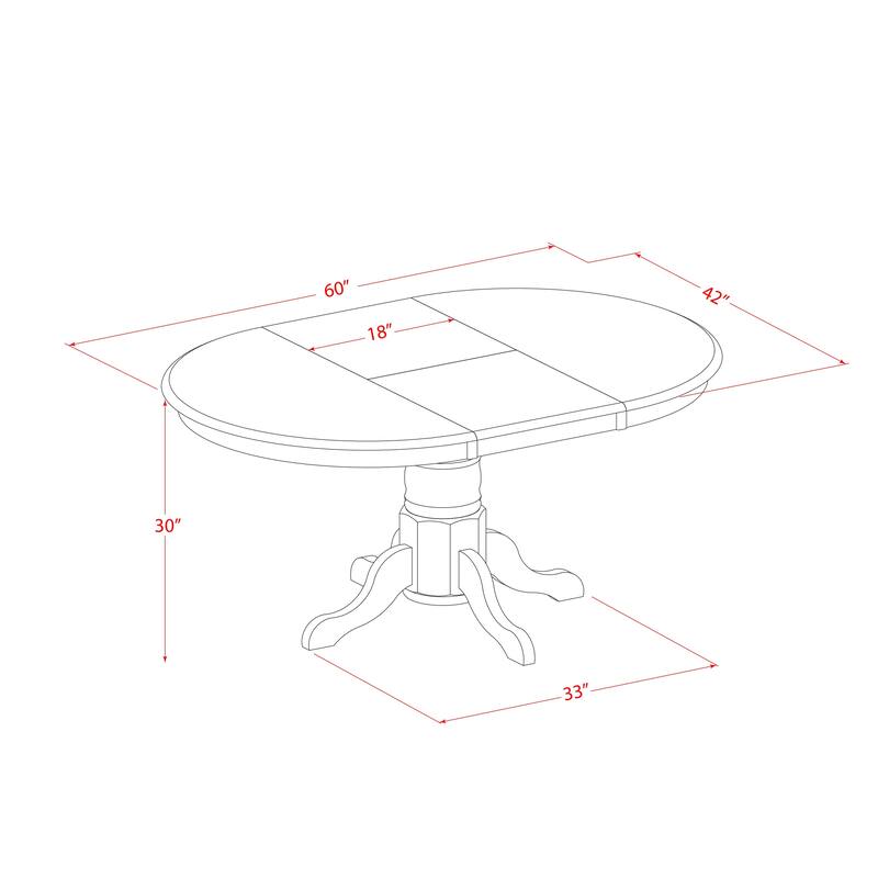 East West Furniture 5 Piece Kitchen Table Set- an Oval Dining Table and 4 Dining Room Chairs, Black & Cherry (Seat Options)