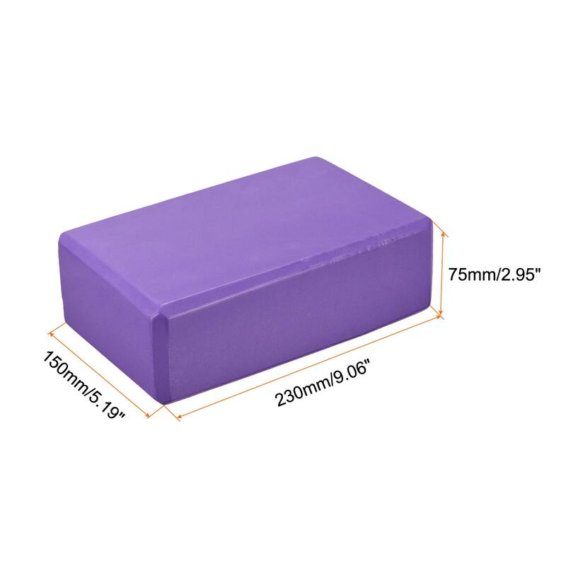 Yoga Block 9" x 6" x 3" Light Weight High-Density EVA Foam Brick - Purple