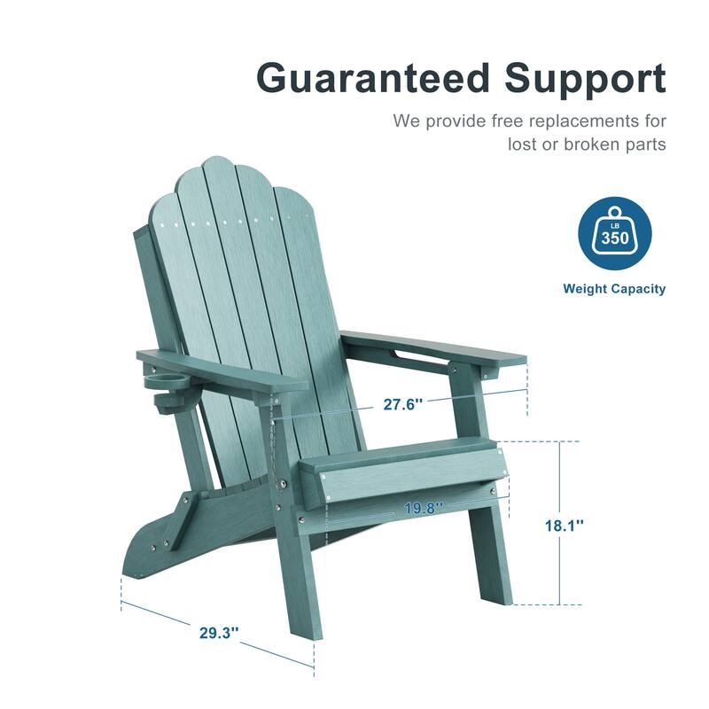 HDPE All-Weather Folding Adirondack Chair with Cup Holder