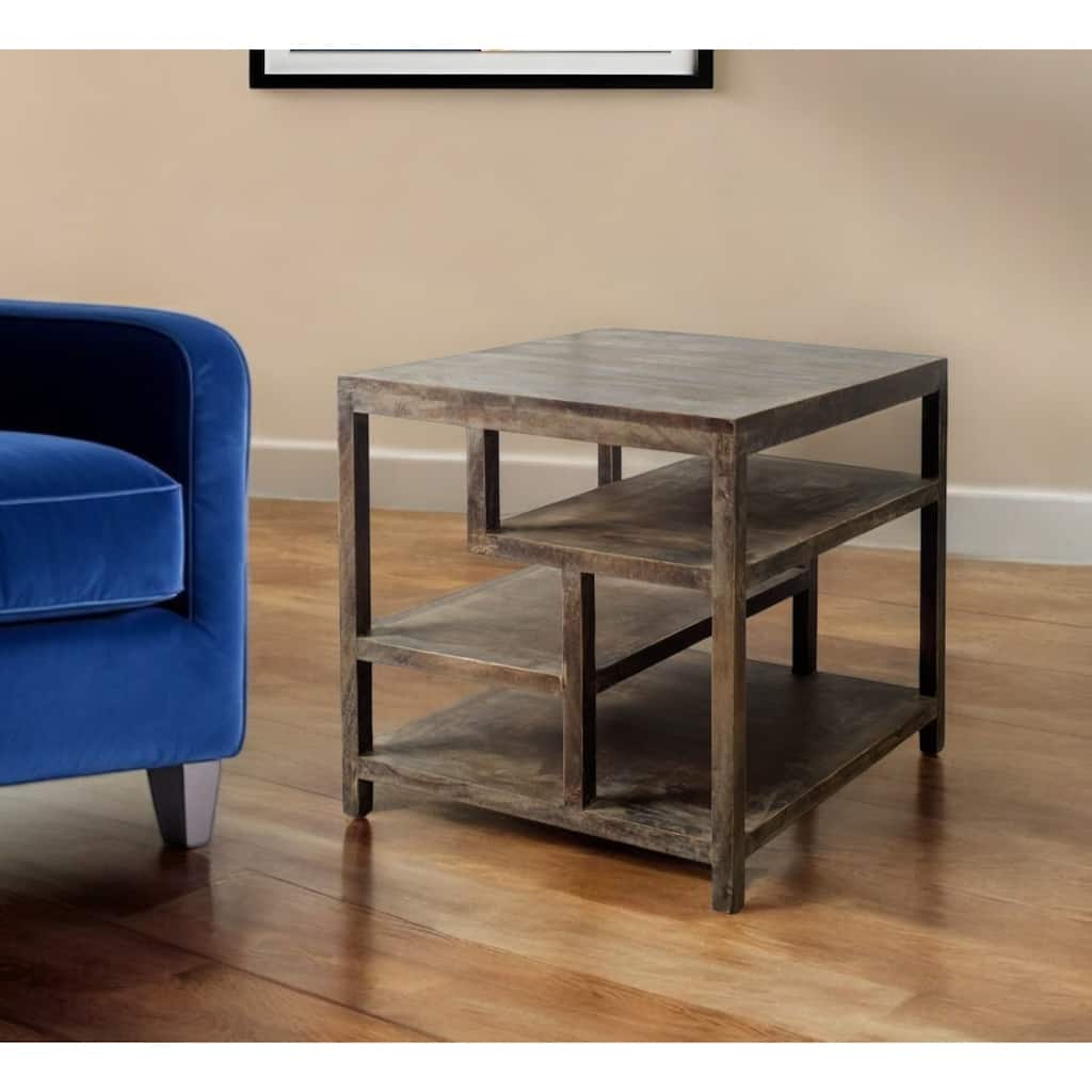Solid Wood End Table with Shelf Perfect for Living Room or Bedroom - 22” x 22” x 21.90”