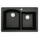 preview thumbnail 3 of 9, Karran All in One Drop-In Quartz 33 in. Double Bowl 60/40 Kitchen Sink in Black with KKF220 Faucet in Stainless Steel
