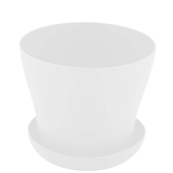 Balcony Windowsill Plastic Round Succulent Plant Holder Flower Pot Tray White
