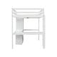 preview thumbnail 20 of 38, Full Size Loft Bed with Bulit-in L-Shaped Desk and Ladder, Wooden High Loft Bedframe with Storage Drawers and Shelves