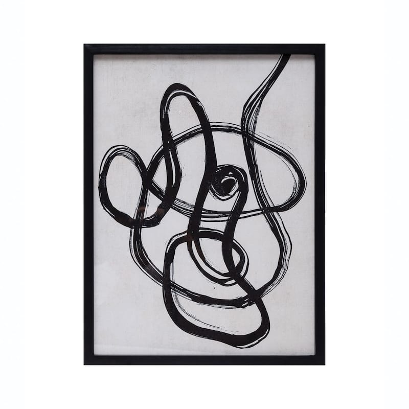 Wood Framed Glass Wall Décor with Abstract Print