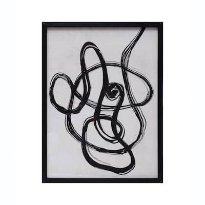 Wood Framed Glass Wall Décor with Abstract Print