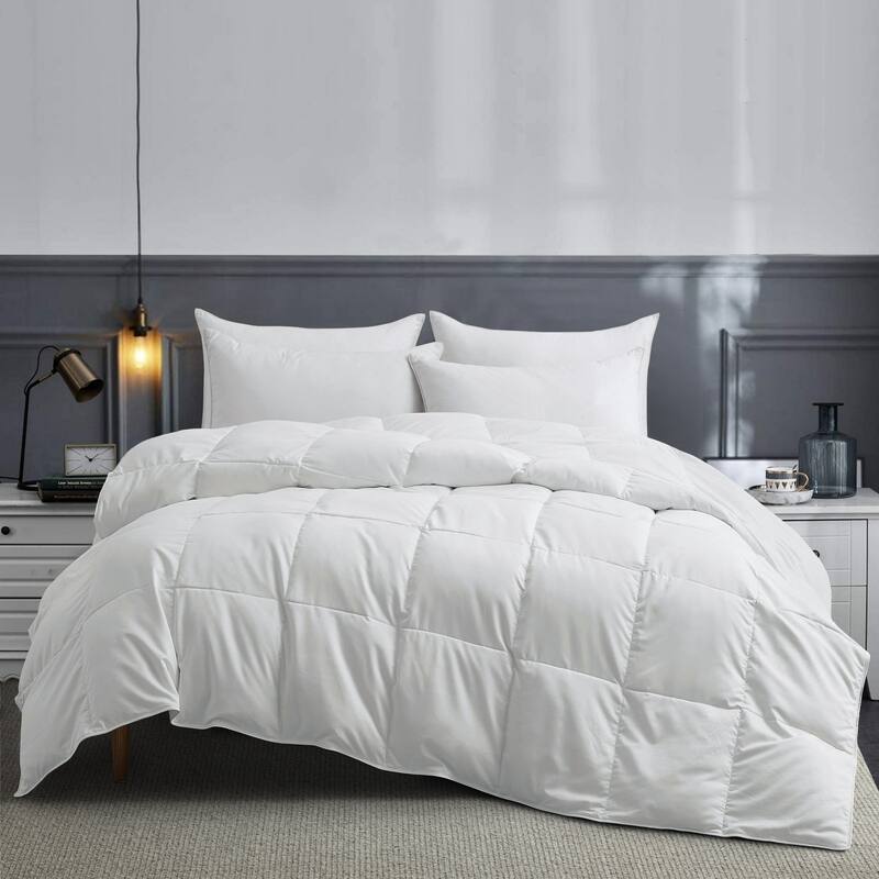 All Season Microfiber White Goose Down and Feather Fiber Comforter - California King