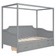 preview thumbnail 12 of 16, Grey Wooden Canopy Daybed with 3 in 1 Storage Drawers,Twin