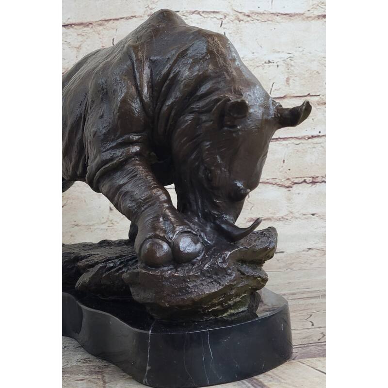 Signed Original Milo Rhinoceros African White Rhino Bronze Sculpture Figurine