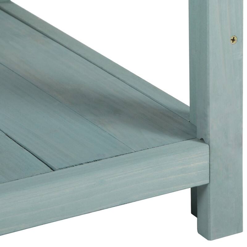 65" Large Wooden Farmhouse Rustic Outdoor Potting Bench Table, Patio Workstation with 4 Storage Shelves and Side Hook