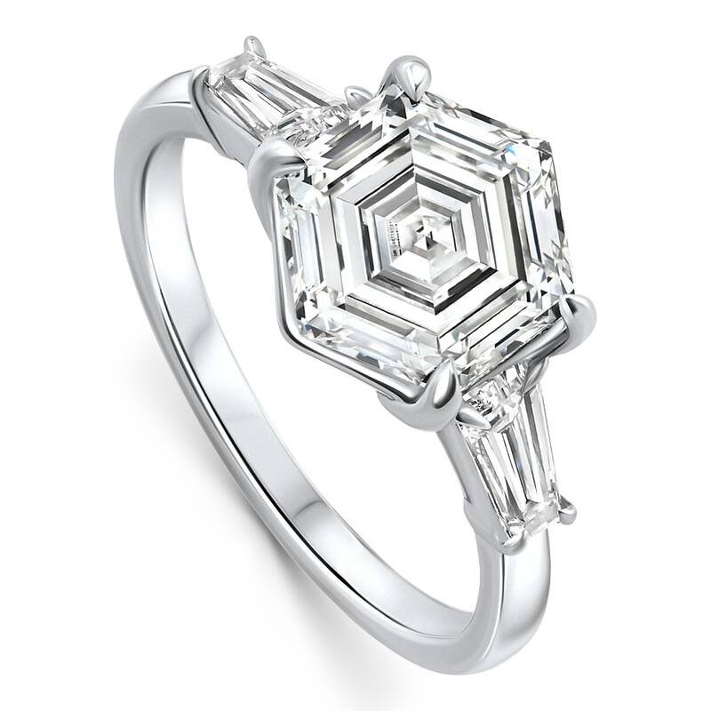 Certified 3.54Ct Hexagon Diamond Engagement Ring Gold Lab Grown