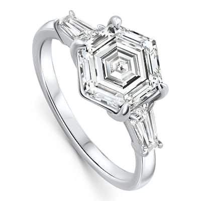 Certified 3.54Ct Hexagon Diamond Engagement Ring Gold Lab Grown