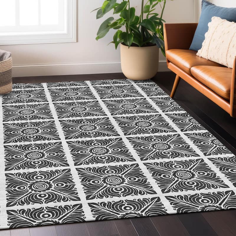 Machine Washable Indoor/ Outdoor Chantille Mosaic Rug