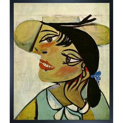 La Pastiche Portrait of woman in d`hermine pass (Olga) with Studio Black Wood Frame, 21.5" x 25.5"