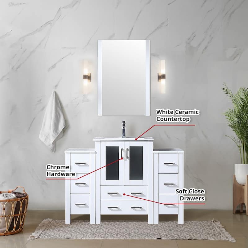 Volez Bath Vanity with Side Cabinet and Mirror