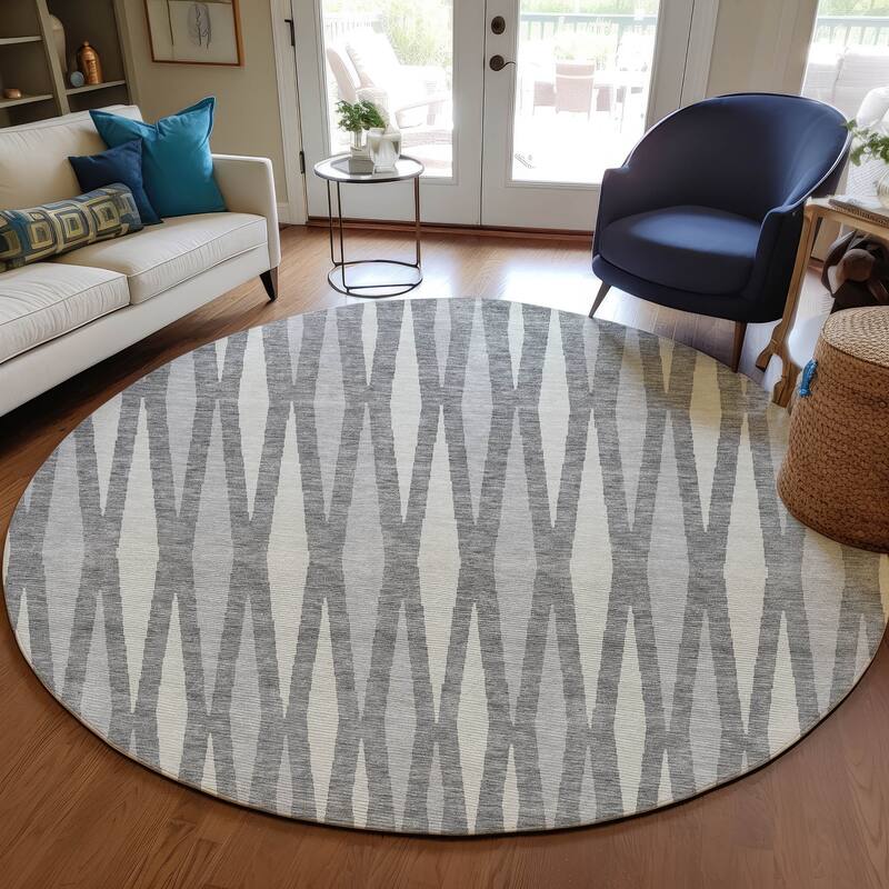 Machine Washable Indoor/ Outdoor Chantille Mosaic Contemporary Rug