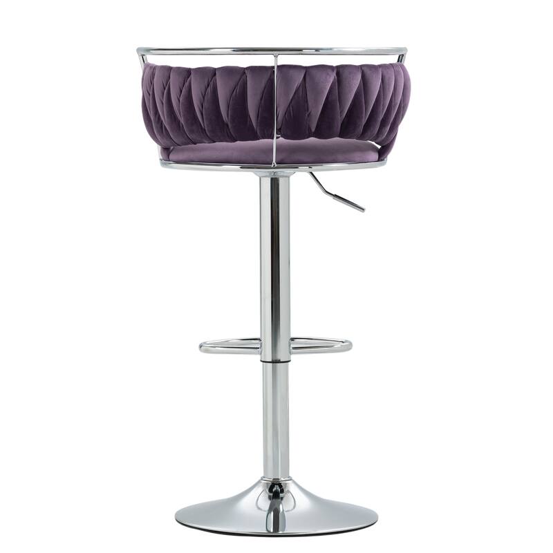 Modern Velvet Adjustable Swivel Bar Stools Set of 2