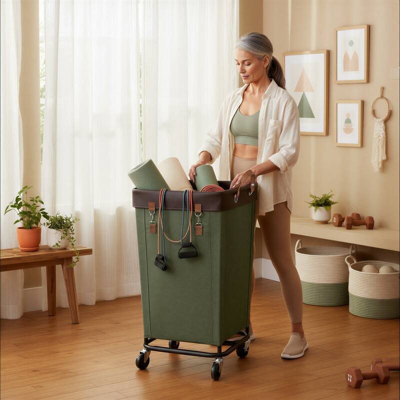 160L Laundry Hamper With Wheels, Large Clothes Laundry Basket With Steel Frame for Home, Closet, Dorm, Bathroom, Laundry Room