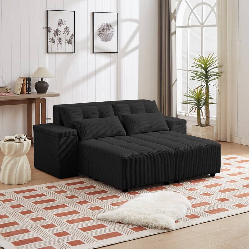 GDFStudio - Emerson Modular Corduroy 3-Seater Sofa with Storage and Customizable Design