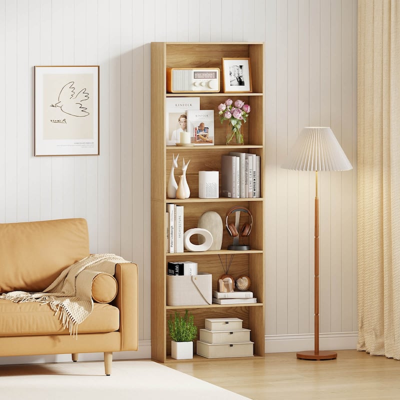 Costway 70" Tall 6-Tier Bookcase with 6 Open Shelves Anti-Toppling - See Details