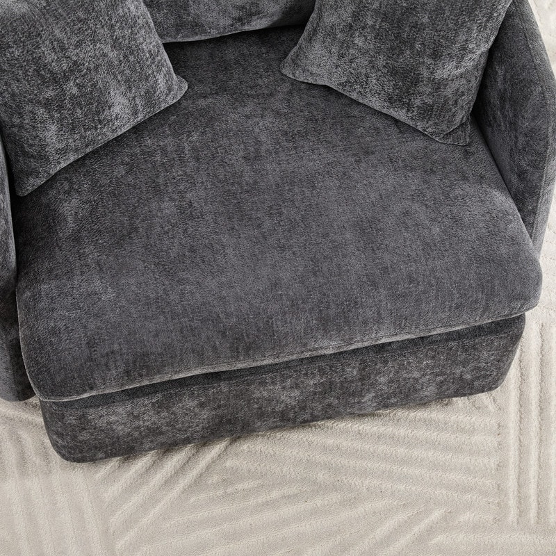 46" Chenille Upholstered Sofa Swivel Chair
