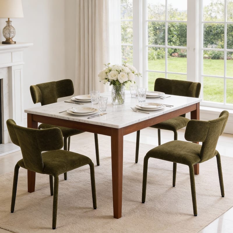 Modern Dining Chairs Set of 2, 18.9"Wx18.5"D Contemporary Fabric Side Chairs
