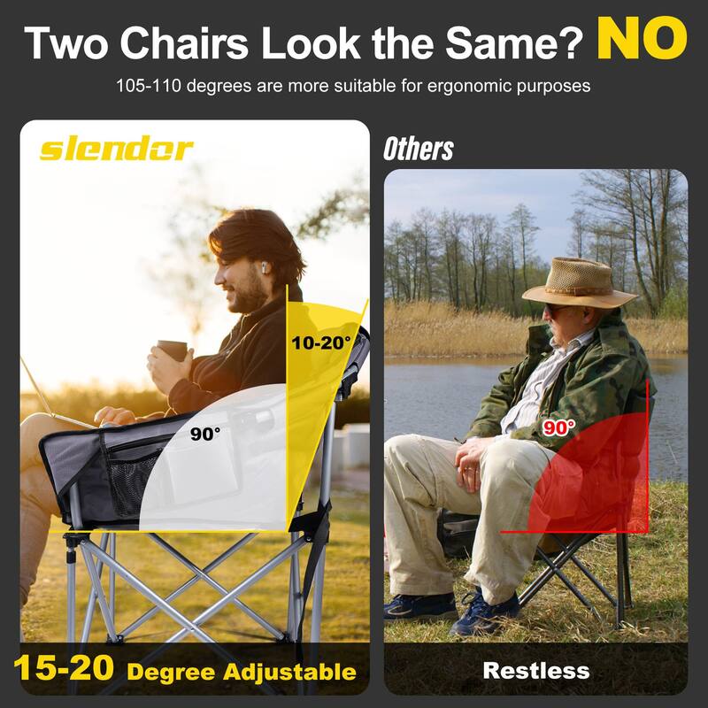 Heated Camping Chair Oversized, Padded Heated Chair Outdoor Sports, 3 Heating Levels Adjustable Camping Chairs for Adults