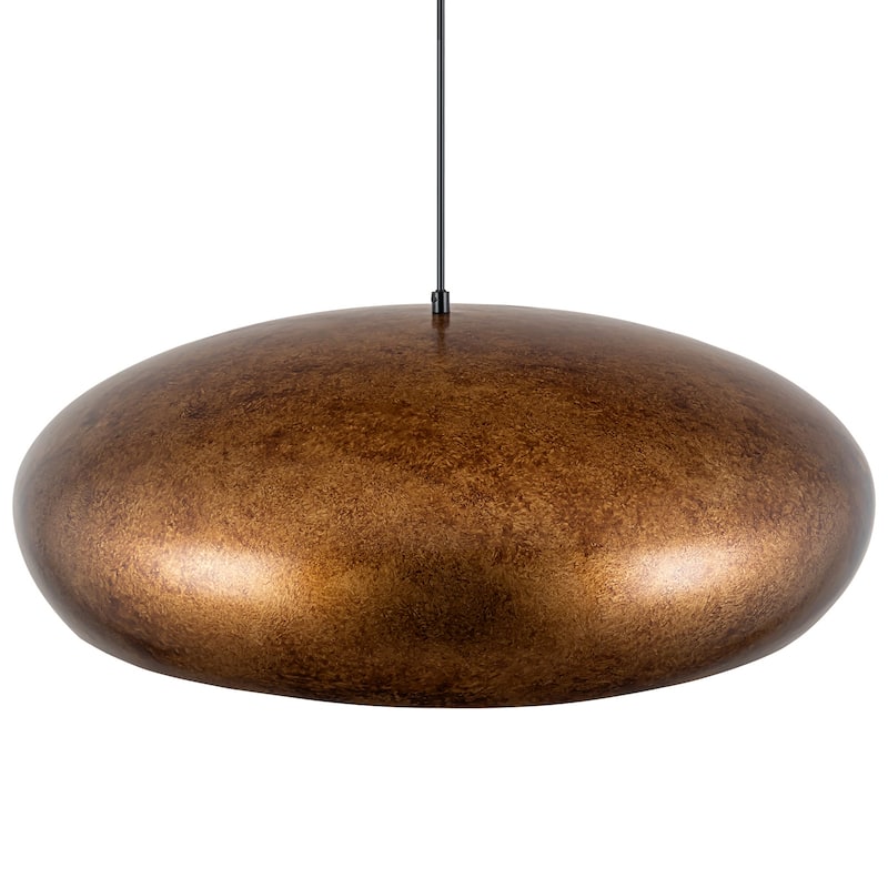 6-Light Industrial Farmhouse Antique Gold Bowl Oversized Dome Pendant Light Kitchen Island Lighting - W 25.59"