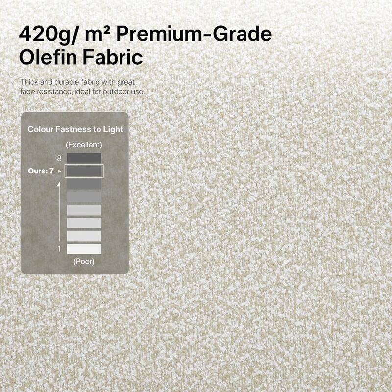 PURPLE LEAF Khaki Olefin Patio Chaise Lounge Chair with Teak Armrests Outdoor Upholstered for Deck Garden Courtyard Porch