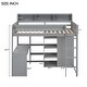preview thumbnail 3 of 14, Elegant Sturdy Wood Twin Loft bed with Multiple Storage Shelves and Wardrobe, Built-in desk and Full-length Guardrails, Gray