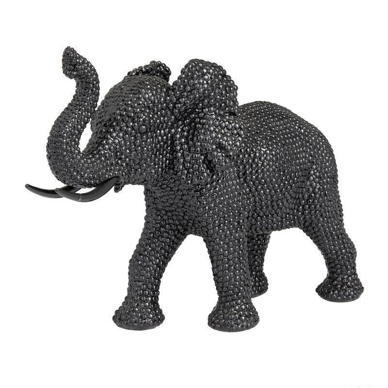 Black Polystone Elephant Decorative Sculpture