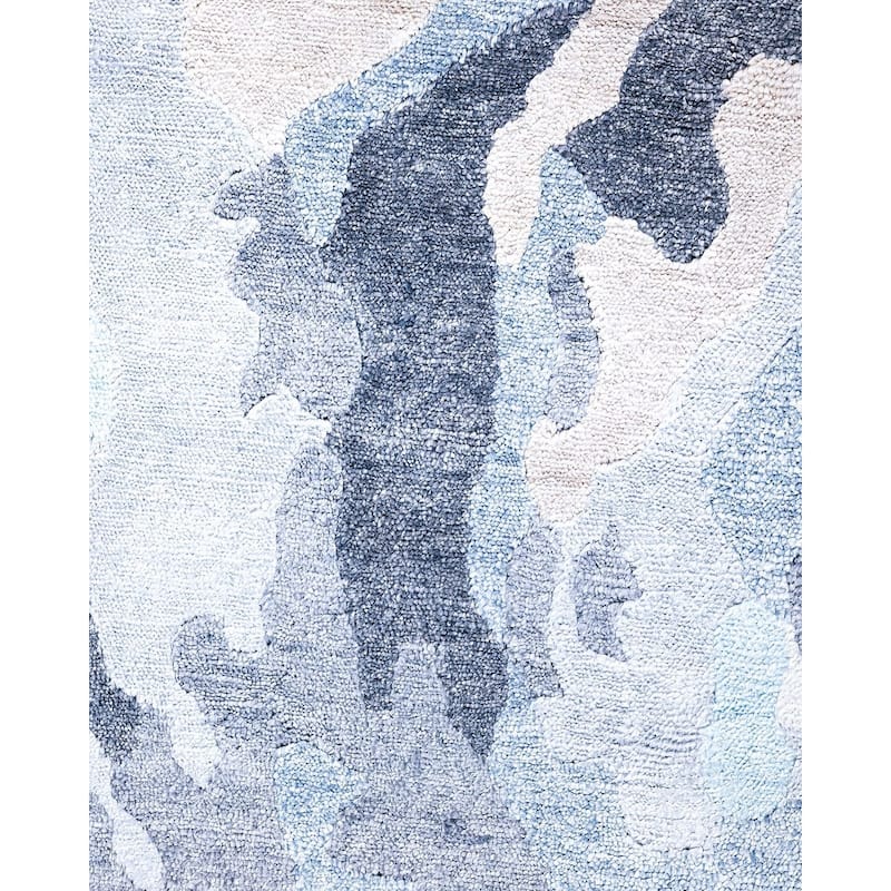 Modern One-of-a-Kind Hand-Knotted Area Rug, Blue - 9' 1" x 12' 1"